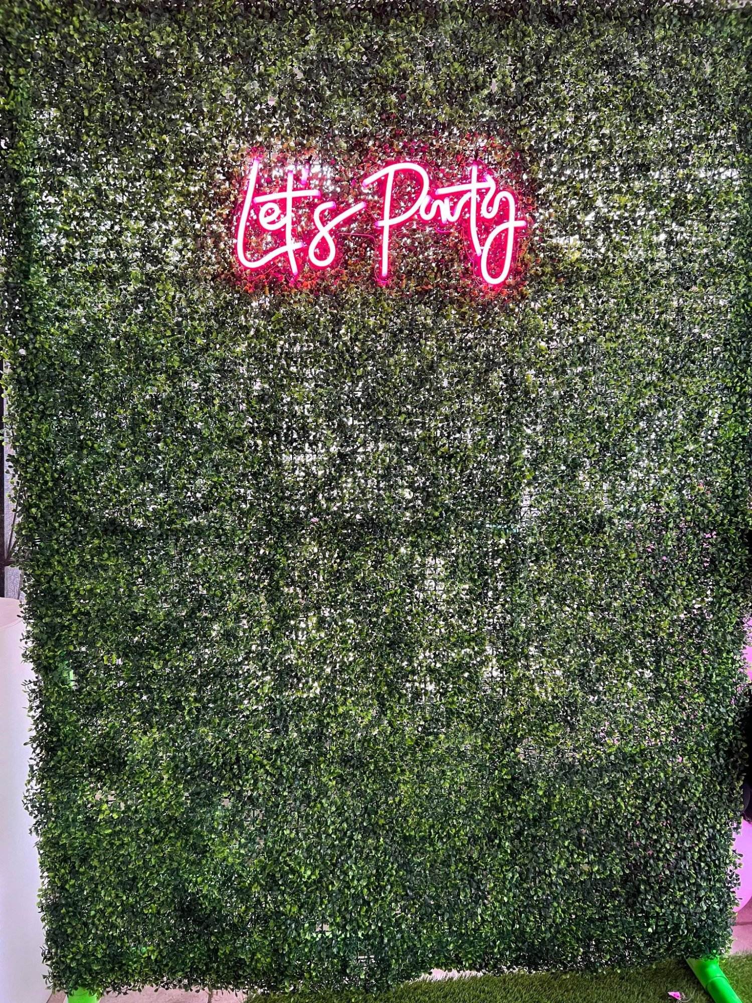 Large Greenery Photo Backdrop with Neon Sign - Image 2